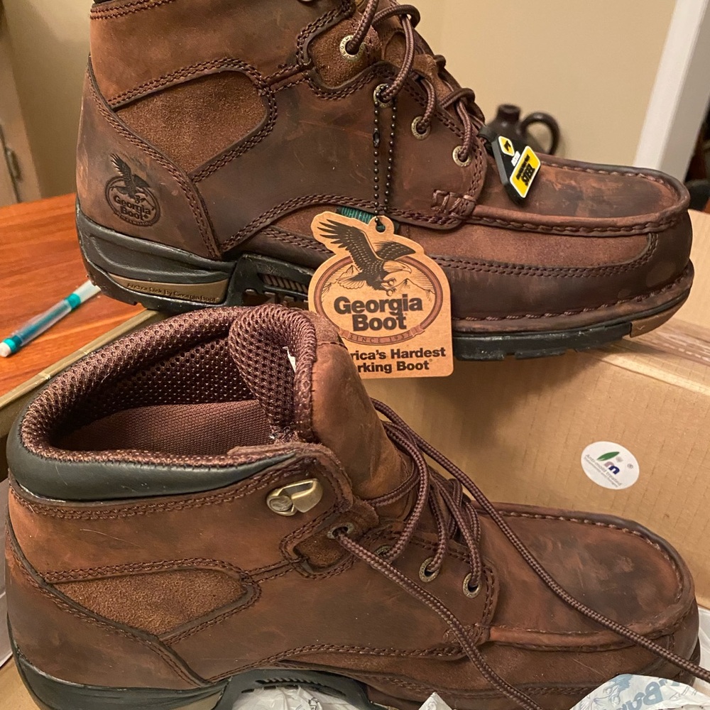 NEW Georgia Boot Men's Dark Brown Leather Boots